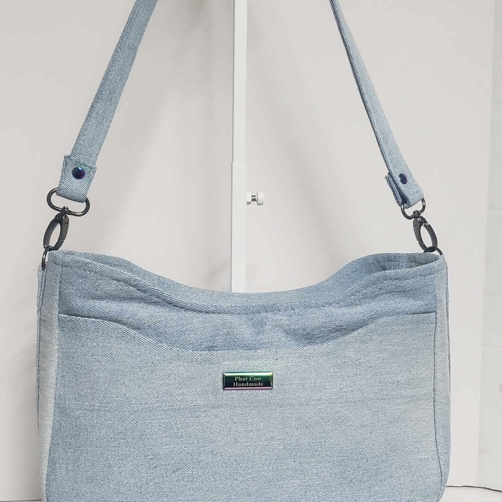 Handmade Light Blue Denim Shoulder Bag